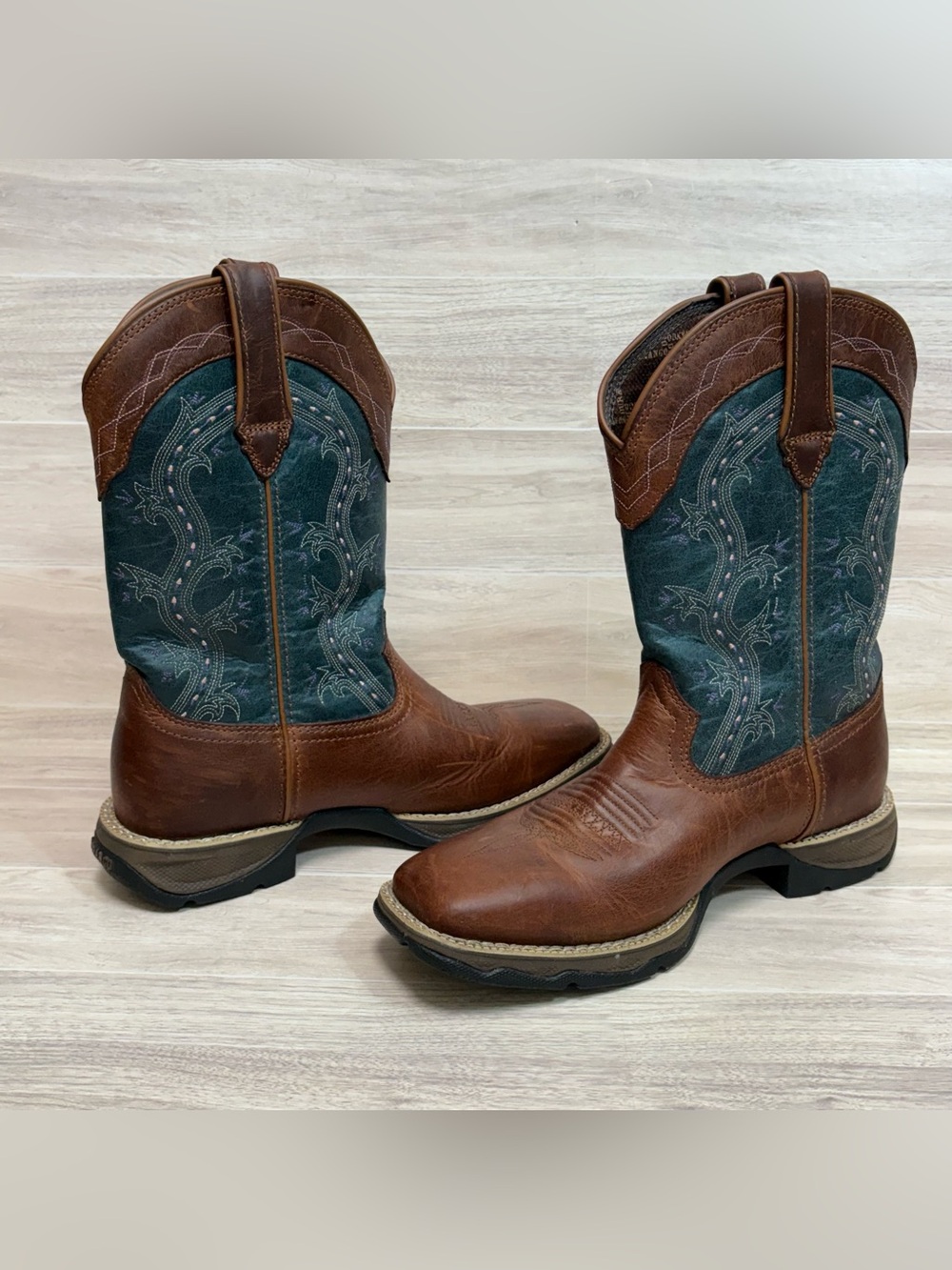 Durango Women's Lady Rebel Brown and Teal 10" Western Boots Size 9